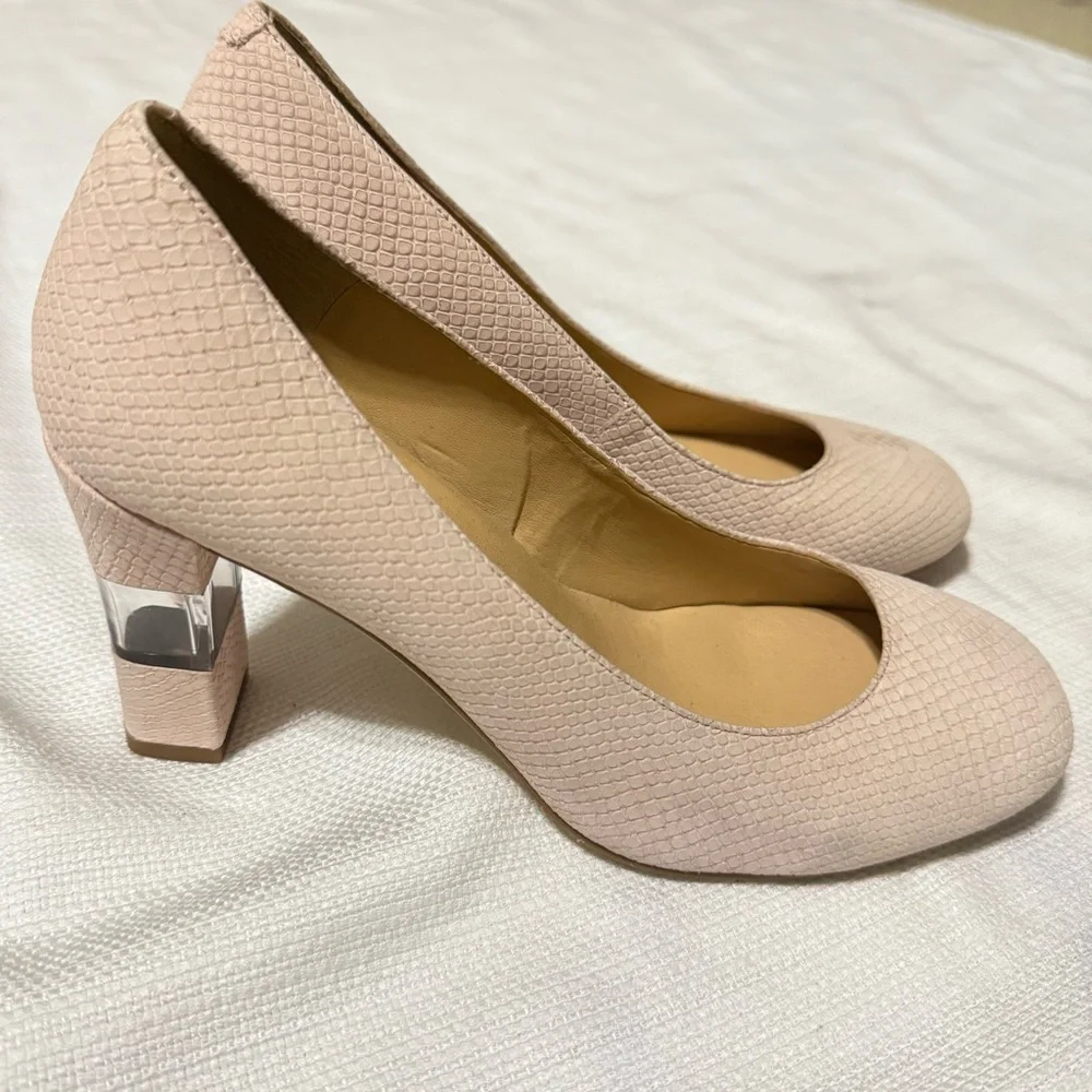 TALBOTS Pink Round Toe Lucite Block Heel Pockets 7.5